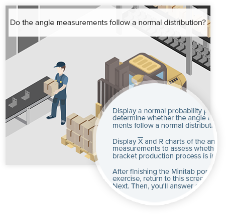 Animiertes Beispiel aus einer Lektion im Quality Trainer.