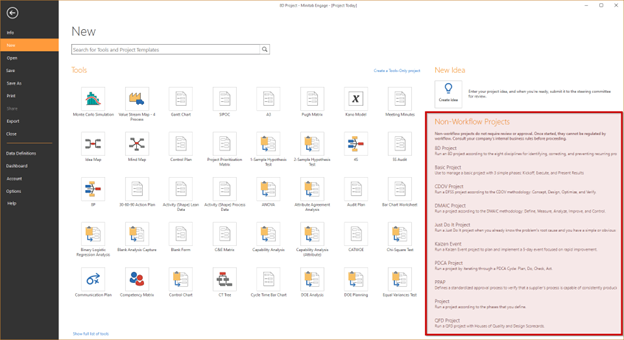 Engage com modelos de projetos que não sejam de fluxo de trabalho desativados