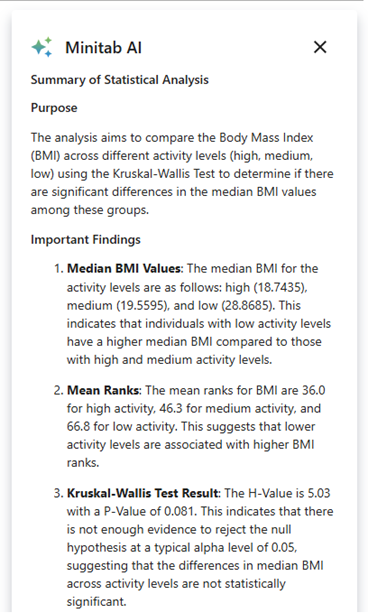 IA do Minitab Statistical Software